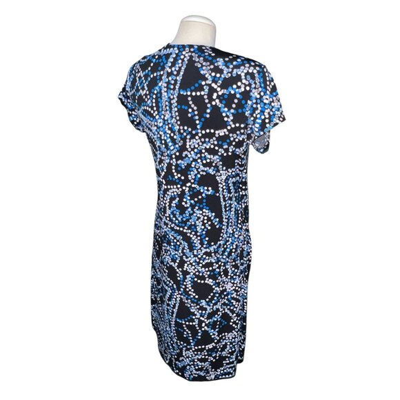George Womens Polka Dot Pattern Wrap Dress M 8-10 Black/Blue Stretchy Short Slee - Picture 9 of 12